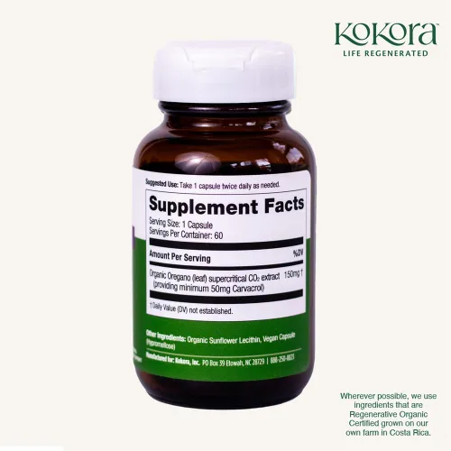 Vista 8 de kokora Aceite de cápsulas líquidas de orégano, extracto de CO2, 60