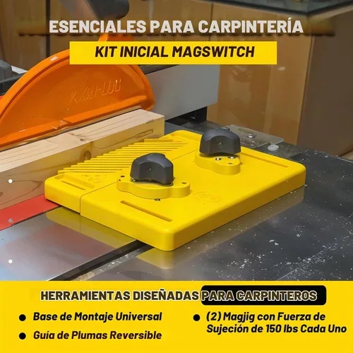 Vista 2 de Magswitch Kit de inicio de carpintería - Tabla de plumas y bloque de empuje