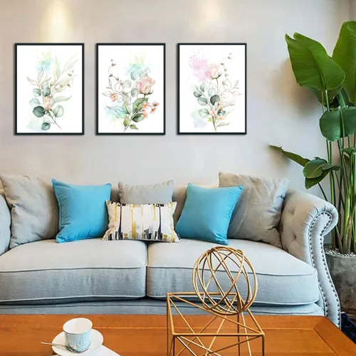 Vista 2 de Enartly Cuadros de flores, arte para pared, minimalista, simple, lienzo minimalista y simple, pinturas de plantas botánicas de eucalipto