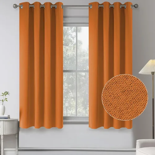 Vista 55 de KEQIAOSUOCAI Cortinas de lino 100% opacas de 100 pulgadas de largo, 2 paneles para dormitorio, estilo casa de campo moderna, completamente negro