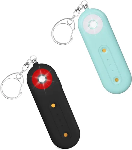 Vista 9 de Llavero de alarma de seguridad personal para mujeres, llavero de autodefensa fuerte de 130 dB con luz estroboscópica LED, dispositivos de sirena