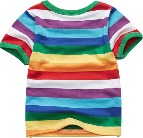 Vista 2 de Sooxiwood - Camiseta de manga corta para niño, diseño de rayas, multicolor