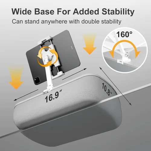 Vista 6 de ERGONOV Almohada de frijoles para regazo acogedora Kindle con soporte ajustable para brazo, soporte de tableta de 360°, se adapta a Kindle
