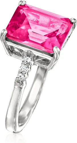 Vista 3 de Ross-Simons Anillo de topacio rosa y blanco de 5.35 qt t en plata de ley