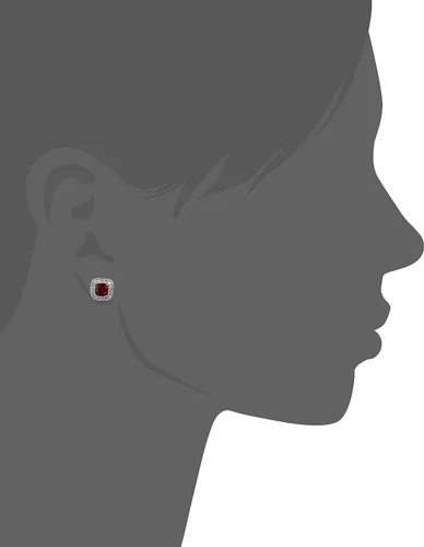 Vista 12 de Amazon Essentials Aretes de plata de ley con piedra natal de corte cojín y zafiro blanco creado (anteriormente colección Amazon)