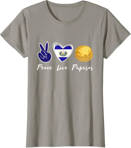 Vista 81 de Pupusas Lover Love Peace El Salvadaor Camiseta Comida Salvadoreña