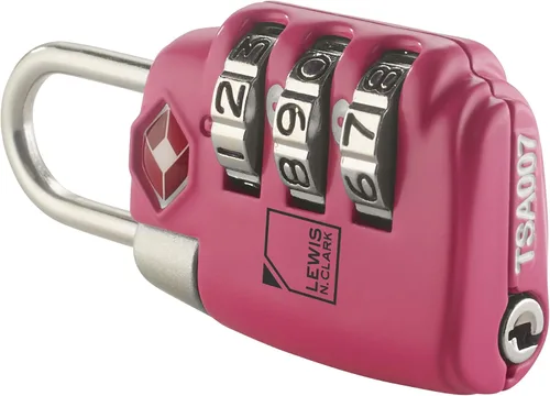 Vista 7 de Lewis N. Clark Cerradura de grillete de equipaje de combinación de 3 esferas aprobada por la TSA, Rosa, Travel Sentry - Cerradura combinada con 3