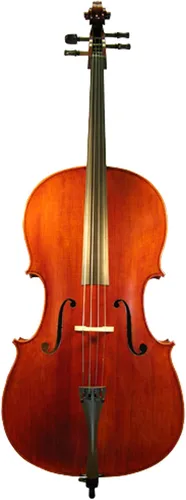 Vista 2 de D'Luca Traje de violonchelo profesional con incrustaciones de ébano flameado con bolsa acolchada, 1/2