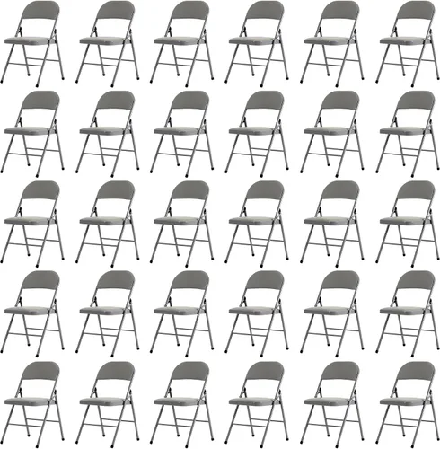 Vista 26 de Paquete de 4 sillas plegables negras, sillas plegables acolchadas con asiento y respaldo de piel sintética, sillas plegables de metal portátiles