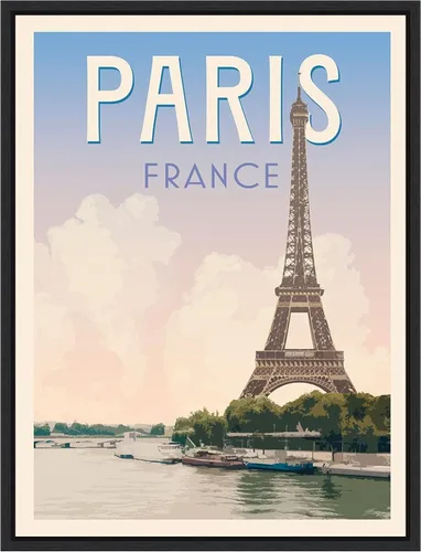 Vista 9 de Amanti Art Framed Canvas Wall Art 24x18 Retro Style Travel Poster III by Victoria Barnes, Framed Wall Art Canvas, Cityscapes Artwork, Traditional