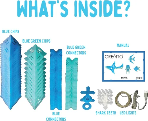 Vista 3 de Creatto: Shimmer Shark & Ocean Pals Rompecabezas de manualidades iluminados de Thames & Kosmos