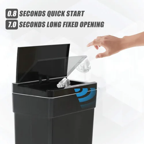 Vista 3 de BestOffice Bote de basura automático de 13 galones para cocina, sin contacto, de alta capacidad, con tapa, para dormitorio, baño, hogar, oficina, 50