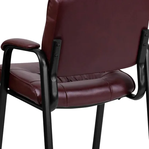 Vista 5 de EMMA + OLIVER Silla de recepción ejecutiva LeatherSoft Borgoña con marco de metal negro Marco Leathersoft burdeos/negro