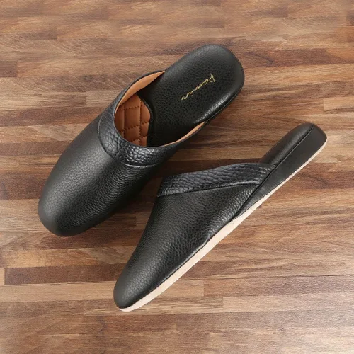Vista 7 de PAMIR Pantuflas de cuero texturizado prémium para hombre con espuma viscoelástica