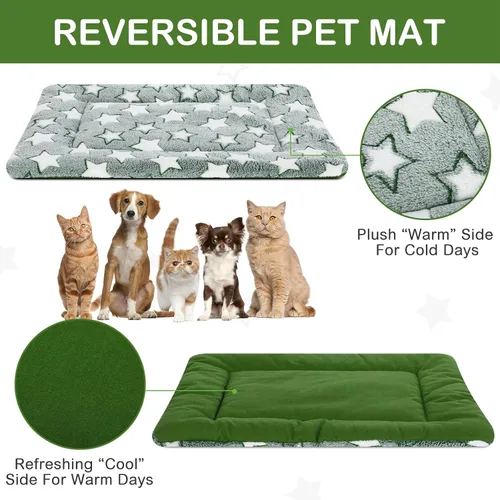 Vista 3 de VitalCozy 4 almohadillas suaves y cálidas para jaula de perro, 20 x 30 x Verde