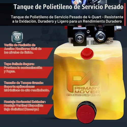 Vista 7 de Bomba hidráulica de doble efecto KTI de 12Vdc de 4 cuartos para remolque de descarga - Unidad de potencia hidráulica - Bomba de remolque de descarga
