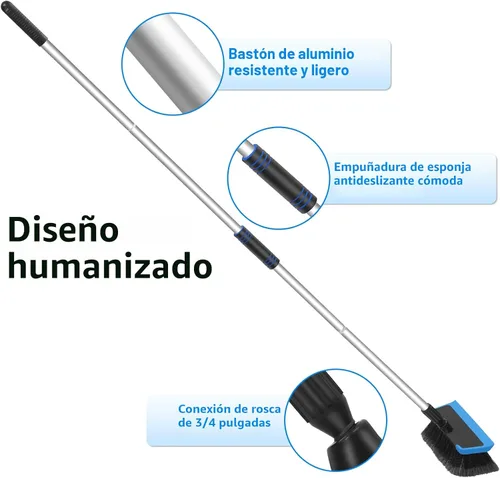 Vista 8 de Wontolf Cepillo de Lavado de Coche de 62'' con Mango Largo, Cerdas Suaves Sin Rayones Kit Resistente de Trapeador de Lavado de Coche, Kit Completo