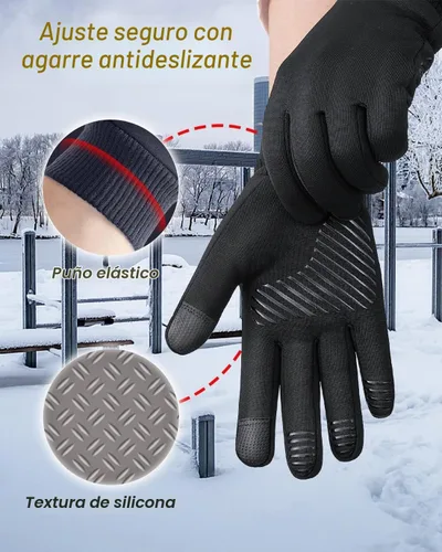 Vista 6 de FEWTUR Guantes de invierno para hombres y mujeres en clima frío - Guantes térmicos con dedos táctiles, guantes cálidos resistentes al agua para Negro