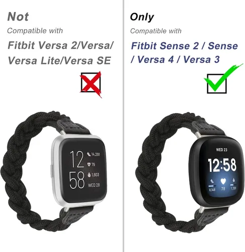 Vista 2 de Wearlizer Banda elástica compatible con correas Fitbit Versa 4 3/Sense 2 1 Correa trenzada para mujer, correa trenzada elástica para Versa