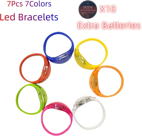 Vista 2 de Pulseras que brillan en la oscuridad, pulseras brillantes activadas por música y sonido para niños y adultos con luz estroboscópica LED