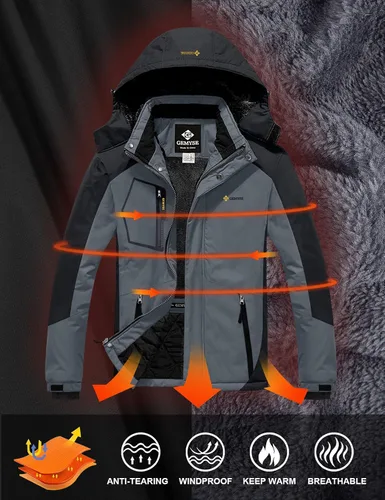 Vista 5 de GEMYSE - Chaqueta de esquí impermeable resistente al viento lluvia y nieve para hombre