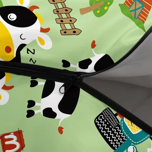 Vista 5 de Saco de dormir para niños y niñas, estampado de vaca de granja, ligero, cálido, portátil, para exteriores, interior, impermeable, resistente al