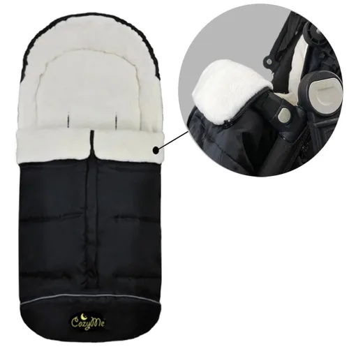 Vista 6 de CozyMe Saco de dormir universal para cochecito de bebé 3 en 1 para invierno, impermeable, con funda para pies ajustable en Negro