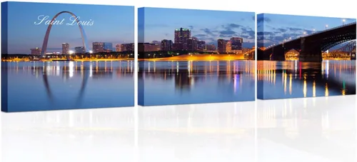 Vista 58 de TUMOVO 3 piezas de arte de pared en lienzo con diseño de horizonte de Atlanta, arte de pared panorámico de paisaje urbano en blanco y negro