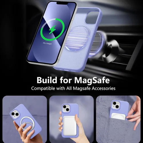 Vista 241 de Funda magnética de silicona para iPhone 13 Pro, color blanco antiguo [Compatible con Magsafe] [Forro de microfibra suave antiarañazos], funda