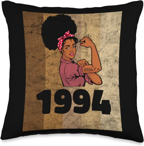 Vista 4 de Vintage 1994 Limited Edition 29th Birthday Afro Girls Women Throw Pillow