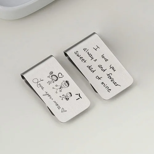Vista 3 de Clip de dinero personalizado para hombre, con texto grabado personalizado, logotipo, nombre, fecha, huellas dactilares, dinero en efectivo, crédito