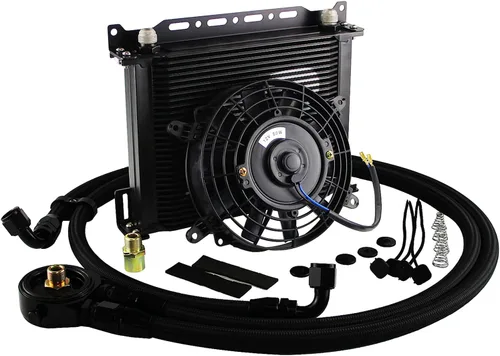 Vista 2 de Transmisión universal del motor de aluminio AN10 30 hileras kit de enfriador de aceite con soporte + manguera adaptadora+kit de ventilador de 7