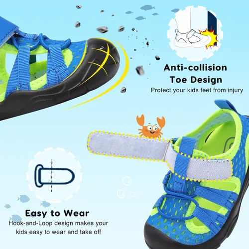 Vista 4 de JOINFREE Zapatos de agua para niños y niñas, transpirables, Qucik, tenis de agua seca, sandalias deportivas de playa, ligeras, descalzas, flexibles