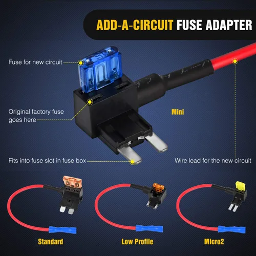 Vista 2 de Paquete de 12 fusibles para automóvil de 12 V, mini micro2 y de perfil bajo, 4 tipos ATO ATC, ATM, APM, portafusibles para automóviles, camiones