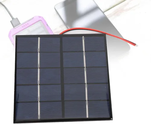 Vista 8 de Panel solar de 1.2 W 5 V, cargador solar portátil de polisilicio con cable electrónico, para teléfono, tableta, cámara al aire libre DIY