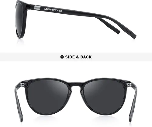 Vista 4 de MERRYS Polarized Sunglasses for Women Men Vintage Retro Classic Round Frame Aluminum Legs S8288