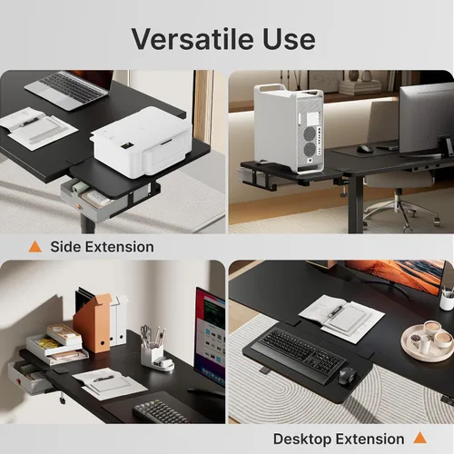 Vista 5 de PEGZONE Bandeja extensora de escritorio, estante de escritorio con abrazadera de 24 x 12 pulgadas, extensión de escritorio con cajón