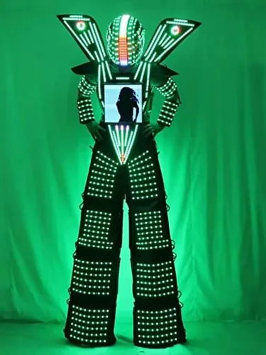 Vista 3 de Earthradius Ropa de disfraz de robot LED para caminar, chaqueta luminosa, traje de robot, accesorios de DJ para hombres