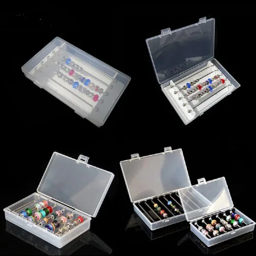 Vista 3 de Acrílico Pandora Caja Charm Cuentas Pulsera Anillo Titular Joyería Organizador Joyero Bandeja de Diy Encontrar Soporte de Exhibición