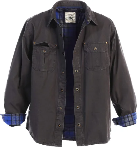 Vista 10 de Gioberti - Chaqueta de camisa de sarga cepillada y suave de 100% algodón con forro de franela para hombre Caqui