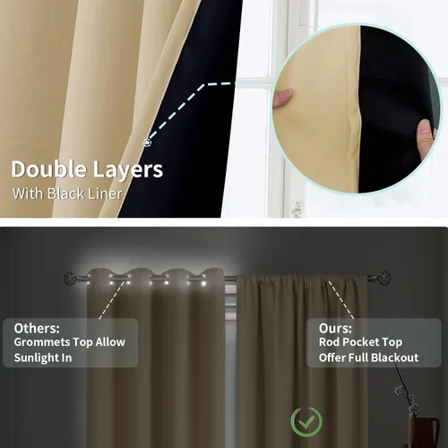 Vista 7 de BGment - Cortinas opacas para sala de estar de 63 pulgadas de largo, juego de 2 paneles, cortinas para oscurecer toda la habitación, cortinas