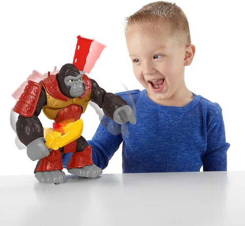 Vista 2 de Fisher-Price Imaginext Juguete preescolar Silverback Gorilla Smash figura de 8 pulgadas con acción de perforación y accesorios