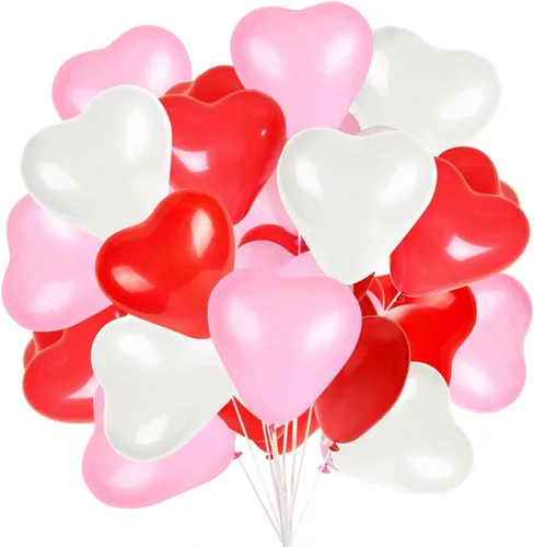 Vista 9 de 50 globos de corazón de amor de 10 pulgadas, globos de corazón de látex rojo para el día de San Valentín, boda, aniversario, compromiso, cumpleaños