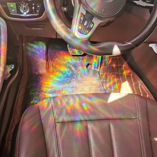 Vista 5 de Olicard Adhesivo de atrapasoles para interiores, película de prisma de arco iris para decoración de dormitorio, calcomanías de ventana anticolisión