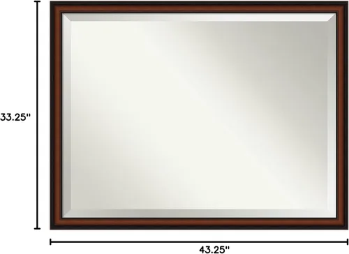 Vista 6 de Amanti Art Espejo de pared marrón de 33 x 43 pulgadas, espejo rectangular estrecho de nogal chipre para decoración de pared de sala de estar, marco