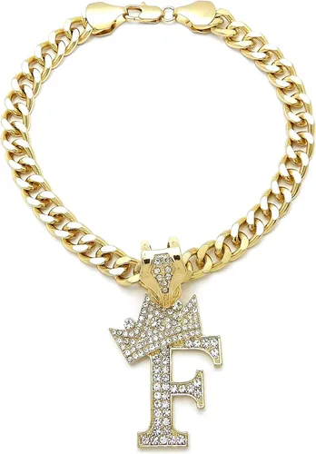 Vista 25 de Collar de cadena con letra inicial cubana para perro, collar de cadena para mascotas, gato, collar para cachorro (S, 25 cm)
