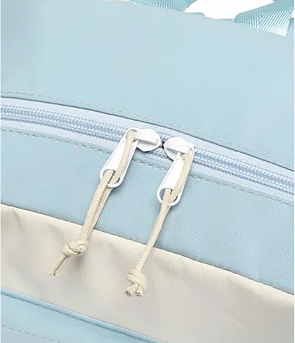Vista 6 de Mochila linda de anime para estudiantes, bolsa de viaje casual de dibujos animados para niños y niñas, mochila de temporada escolar (azul claro)