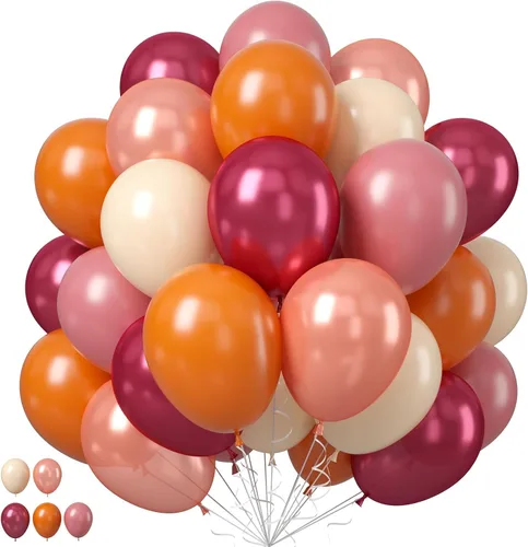 Vista 22 de Globos azules y naranjas, 50 unidades, globos de látex azules y naranjas, globos de fiesta azules y naranjas, decoración de cumpleaños para niñas