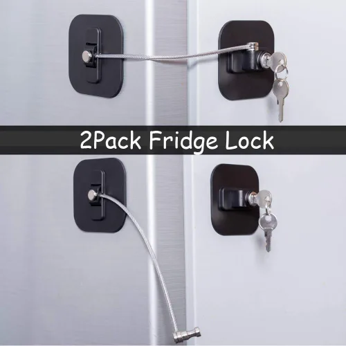 Vista 2 de Cerradura para nevera, paquete de 2 cerraduras para refrigerador con llaves, cerradura de congelador y cerradura de gabinete de seguridad