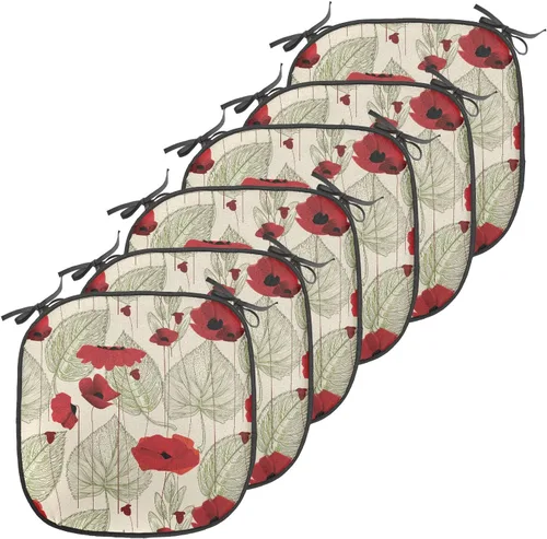 Vista 19 de Ambesonne Cojín de asiento para silla de flores, detalles florales con hojas y remolinos, estampado artístico romántico y vívido y vibrante